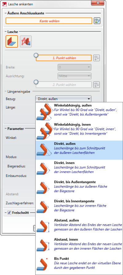 Lasche ankanten