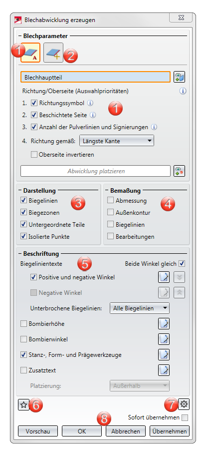 Abwicklung erzeugen